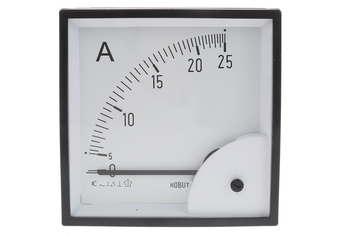 HOBUT D96SD Analogue Panel Ammeter 0/25A Direct Connected AC, 92mm x 92mm Moving Iron
