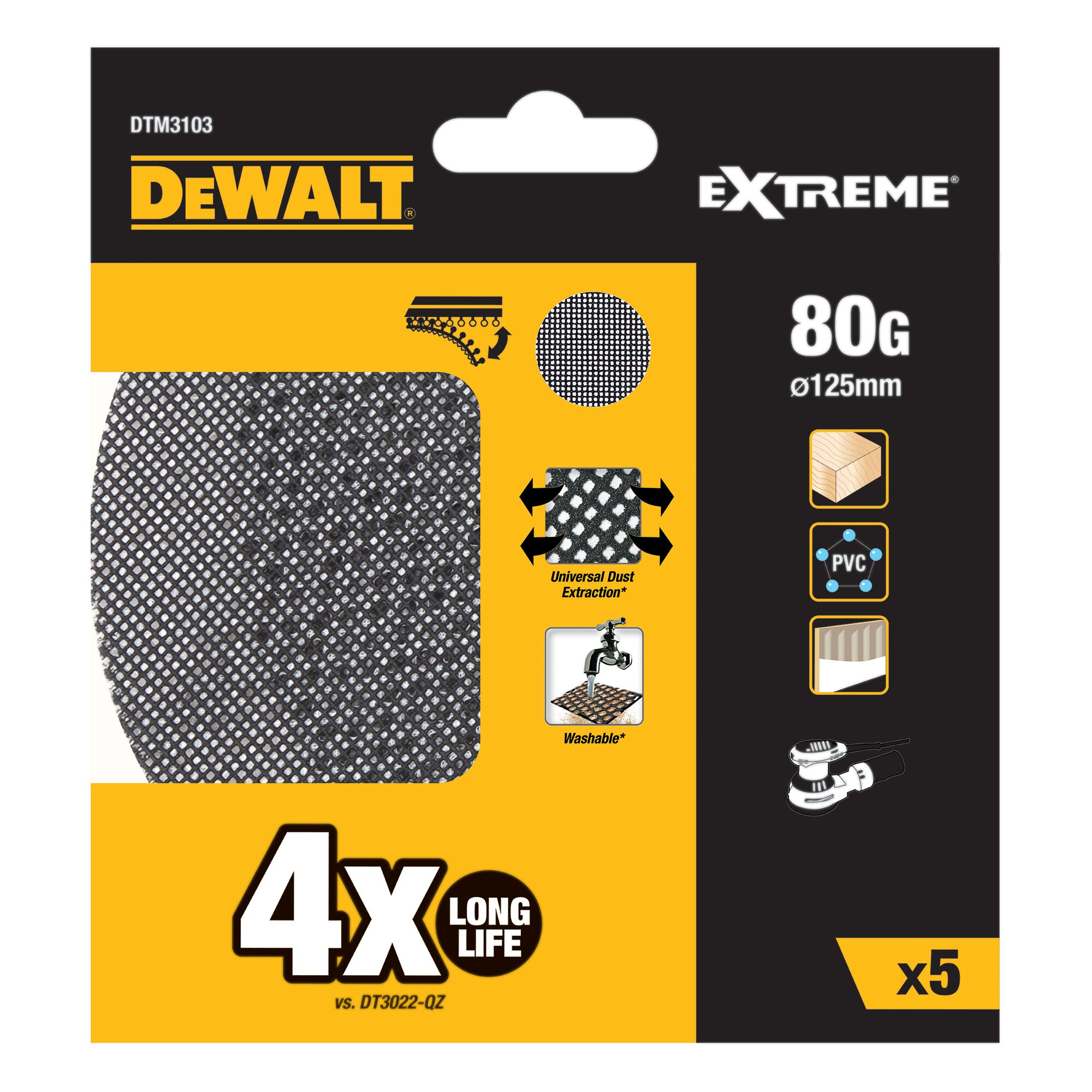 DeWALT DTM31 Silicon Carbide Sanding Disc, 125mm, 80 Grit, 5 in pack