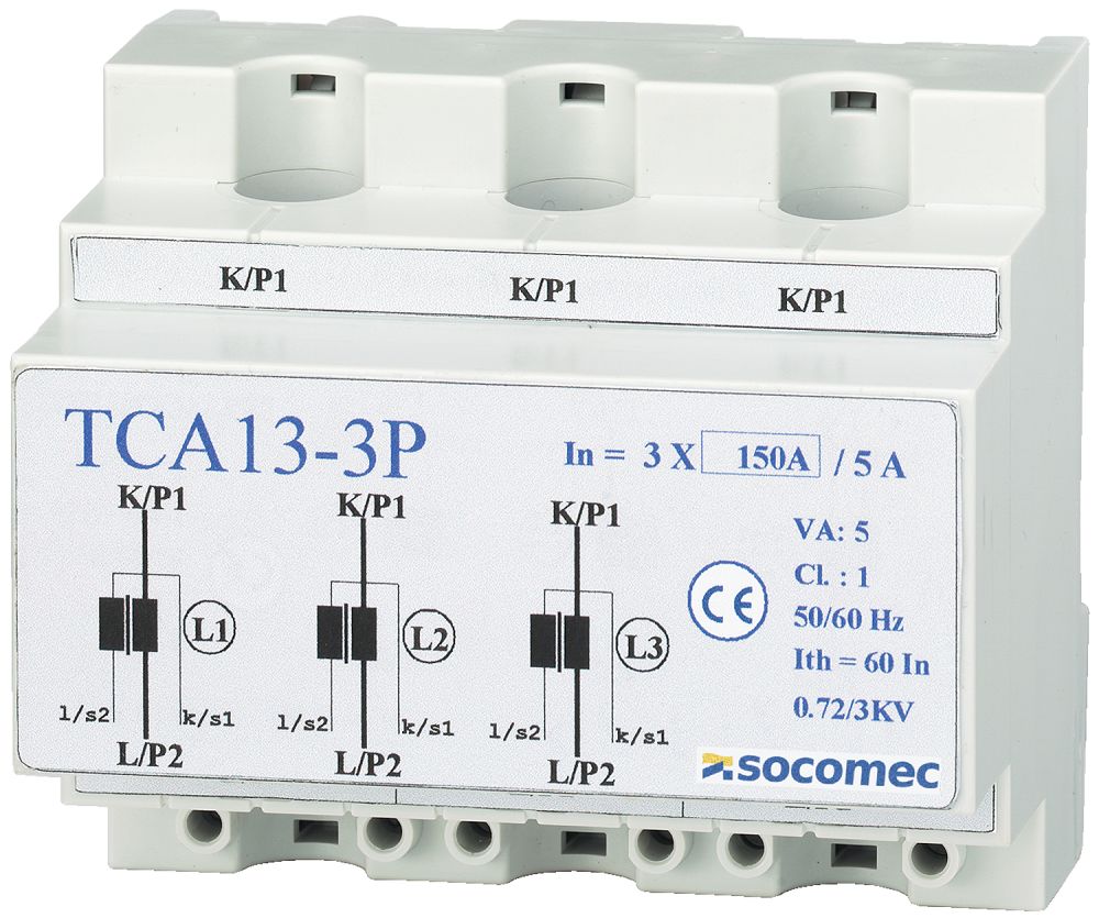 Socomec TCA 13 - 3P Series DIN Rail Mounted Current Transformer, 3 x 50A Input, 50:5, 5 A Output