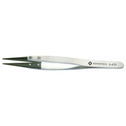 Bernstein 125 mm, Stainless Steel, Flat, ESD Tweezers