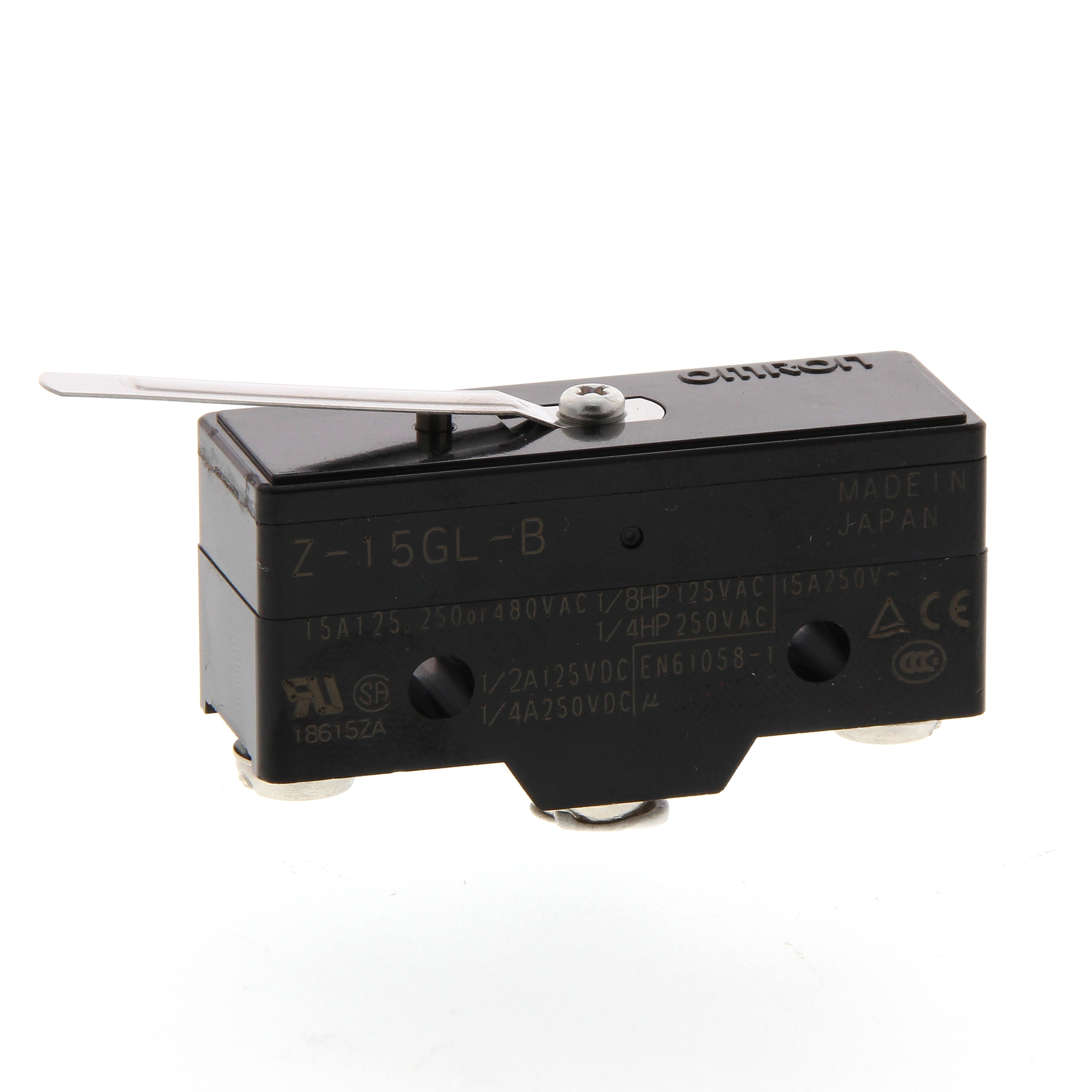 Omron Leaf Lever Limit Switch, NO/NC, IP00, SPDT, Thermosetting Resin Housing, 250V ac ac Max, 15A Max