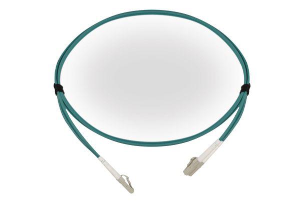 HellermannTyton Connectivity LC to LC Tight Buffer OM3 Multi Mode OM3 Fibre Optic Cable, 3mm, Light Blue, 5m