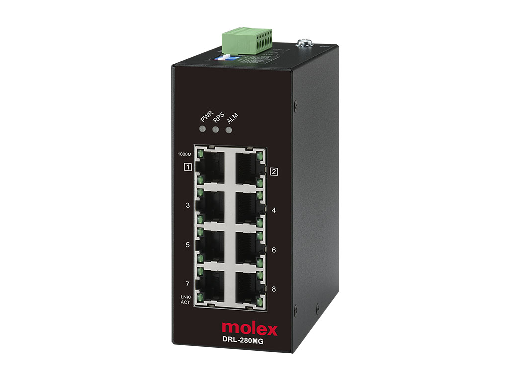 Molex IP20 Unmanaged Ethernet Switch, Unmanaged 8 Port Industrial Ethernet Switch RJ-45