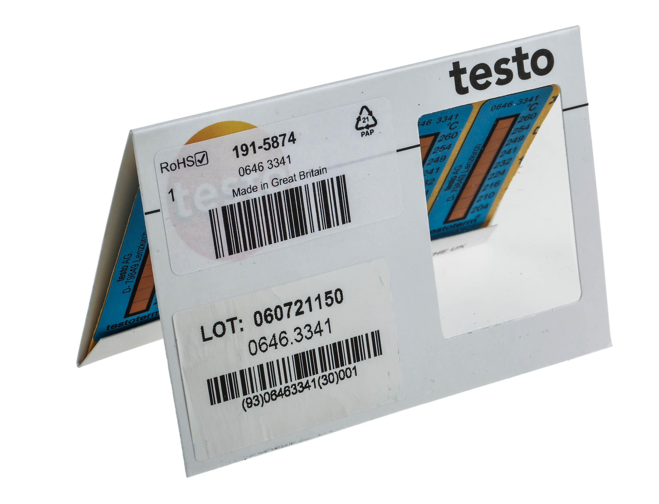 Testo Temperature Sensitive Label, +204°C to +260°C, 2 Levels