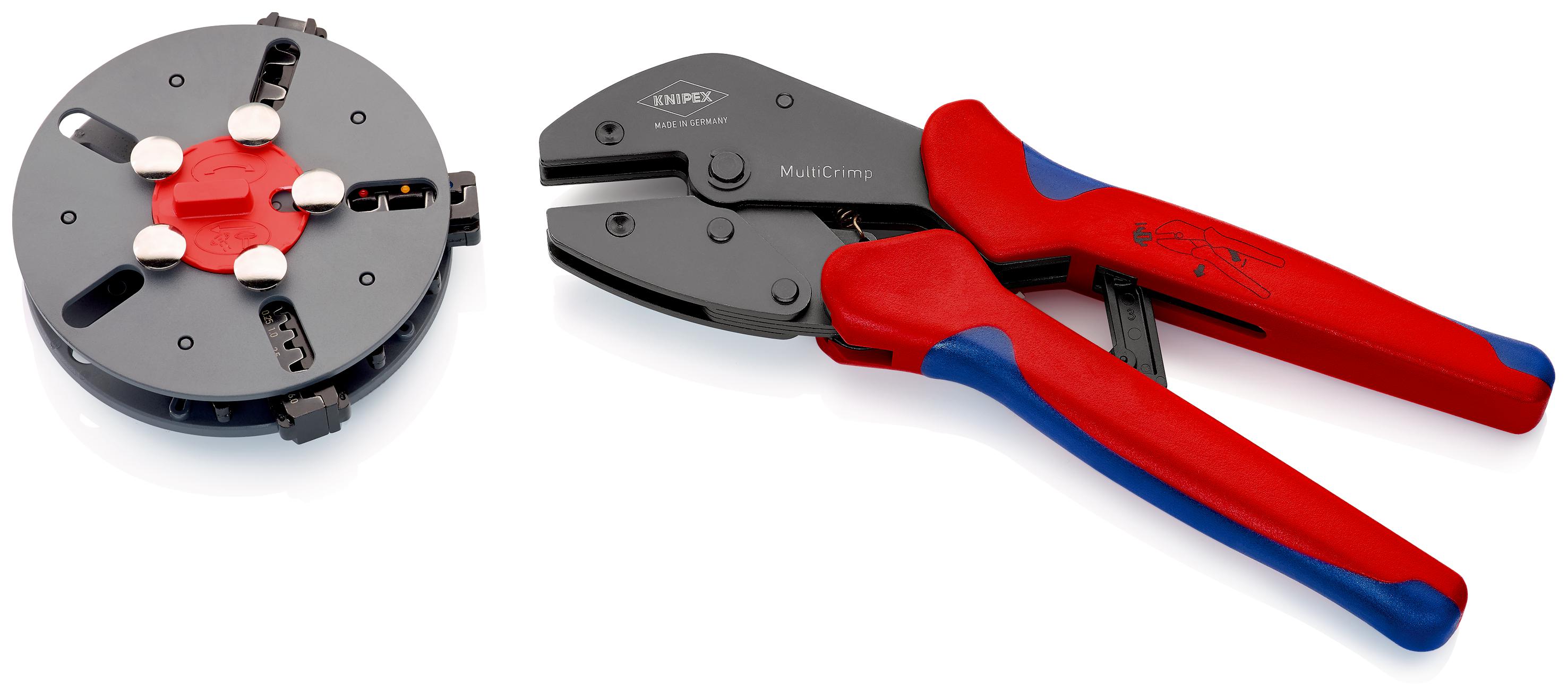 Knipex MultiCrimp® Hand Ratcheting Crimp Tool for With 3 interchangeable dies set, 0.25 → 6mm² Wire