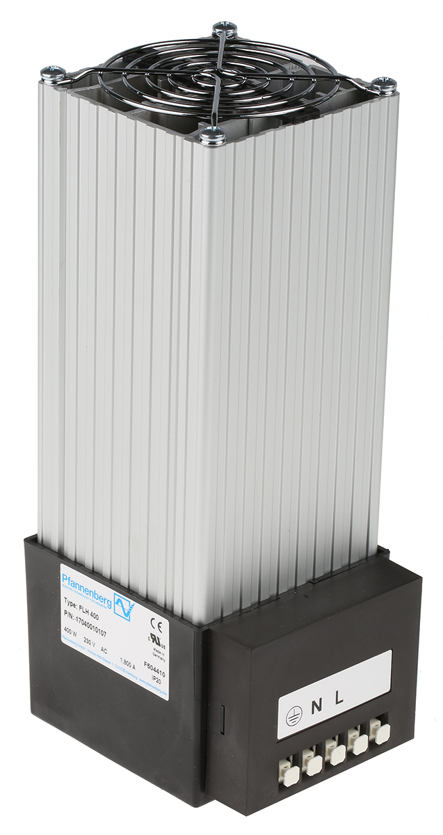 Pfannenberg Enclosure Heater, 230V ac, 400W Output, 85°C, 223.5mm x 85mm x 104mm