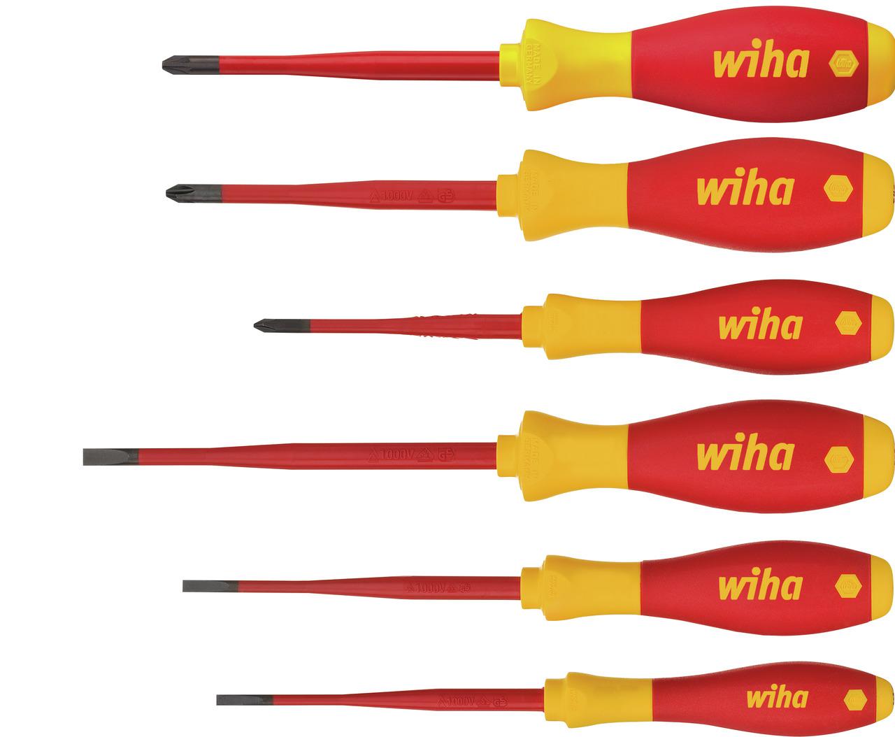 Wiha Phillips; Pozidriv; Slotted Insulated Screwdriver Set, 6-Piece