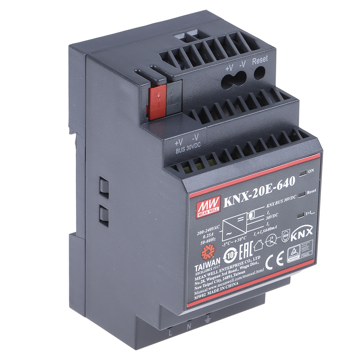 MEAN WELL KNX Switched Mode DIN Rail Power Supply, 180 → 264 V ac, 254 → 370 V dc, 30V dc dc Output,