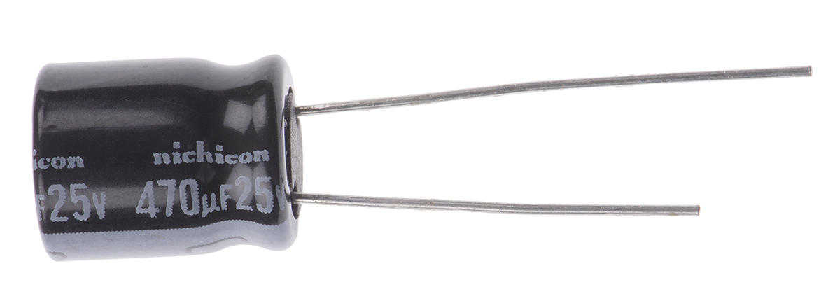 Nichicon 470μF Aluminium Electrolytic Capacitor 25V dc, Radial, Through Hole - UVR1E471MPD