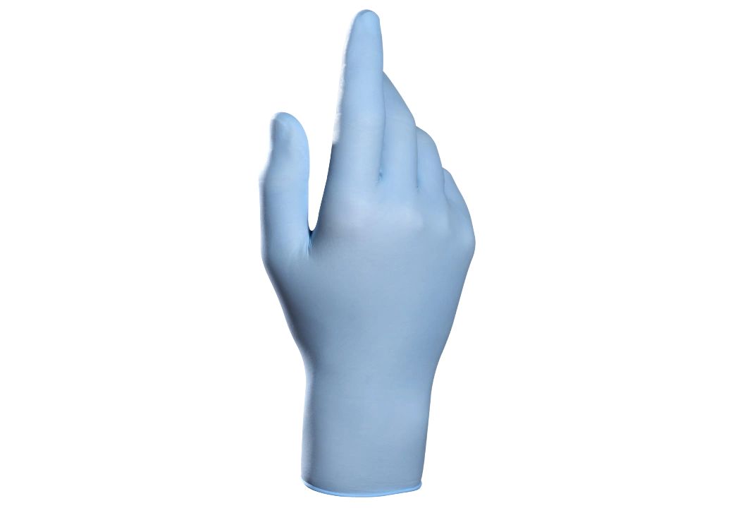 Mapa Solo BOX 967 Blue Powder-Free Nitrile Disposable Gloves, Size 8, 100Gloves per Pack