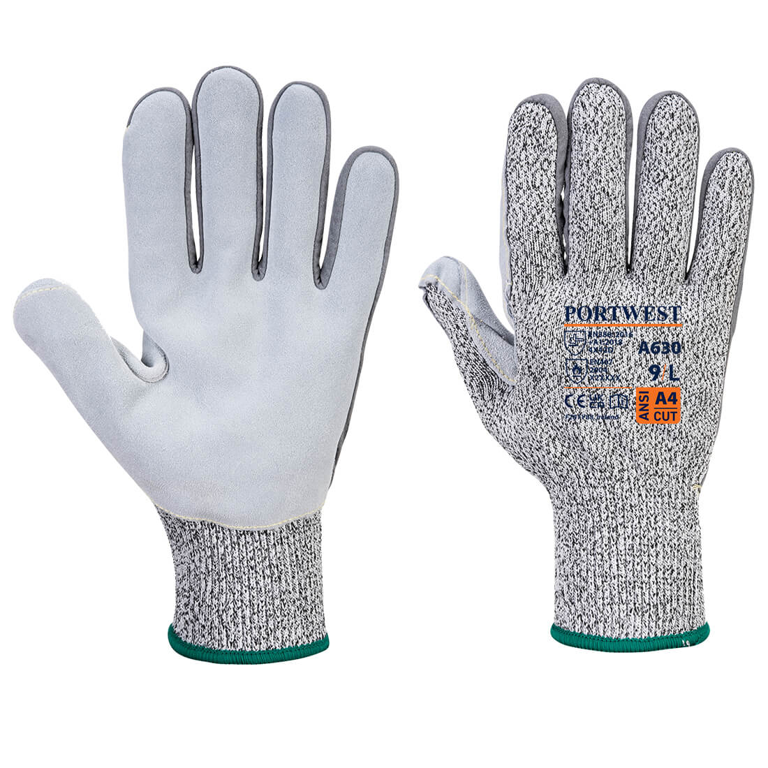 Portwest A630 Grey High Performance Polyethylene, Polyester, Elastane, Elastic, Fibreglass Glove, Size 10