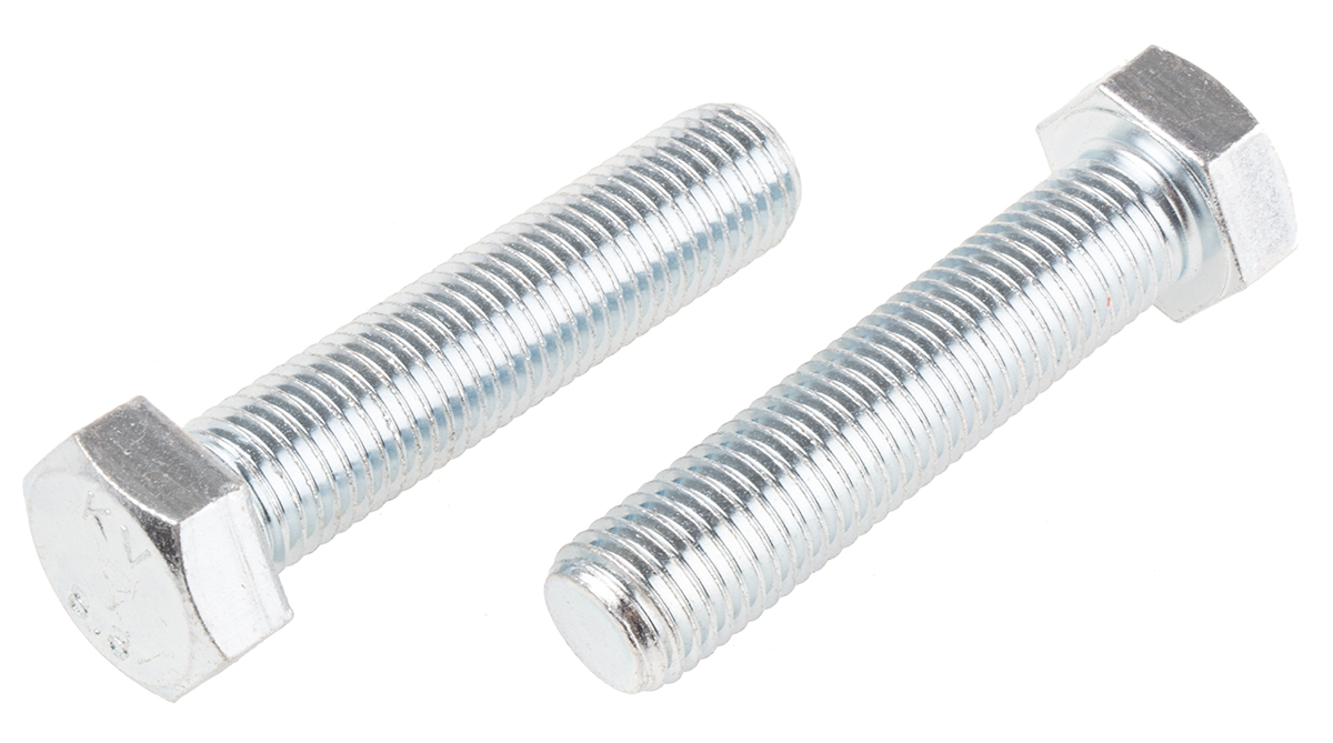 RS PRO Bright Zinc Plated Steel, Hex Bolt, M20 x 90mm