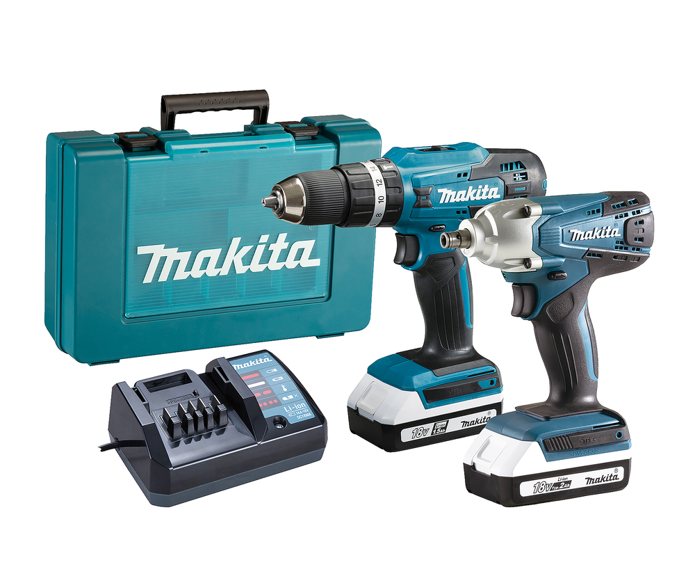 Makita DK18922A, 18V Cordless Drill Power Tool Kit - Combination & Impact Driver Kit, Type G - British 3-pin