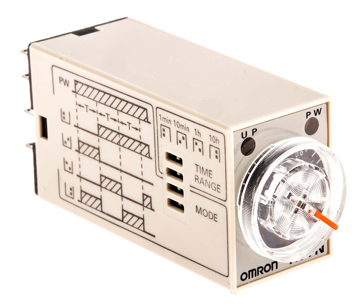 Omron H3YN Series DIN Rail, Panel Mount Timer Relay, 200 → 230V ac, 2-Contact, 0.1 min → 10h, DPDT