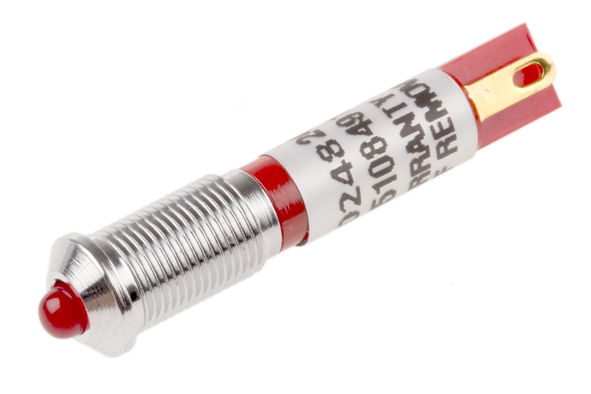 RS PRO Red Panel Mount Indicator, 24V dc, 6mm Mounting Hole Size, Solder Tab Termination