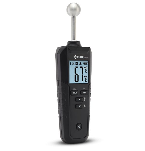 FLIR MR59 Moisture Meter, 100 % RH Max, Backlit LCD Display, Battery-Powered