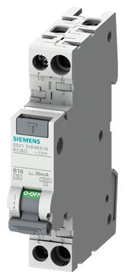 Siemens RCBO, 10A Current Rating, 1P+N Poles, 30mA Trip Sensitivity, Type A, SENTRON Range