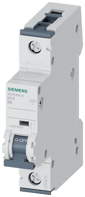 Siemens SENTRON 5SY6 MCB, 1P, 4A Curve B, 440V AC, 6 kA Breaking Capacity