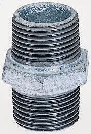 Georg Fischer Galvanised Malleable Iron Fitting Hexagon Nipple, Male BSPT 3/8in to Male BSPT 3/8in