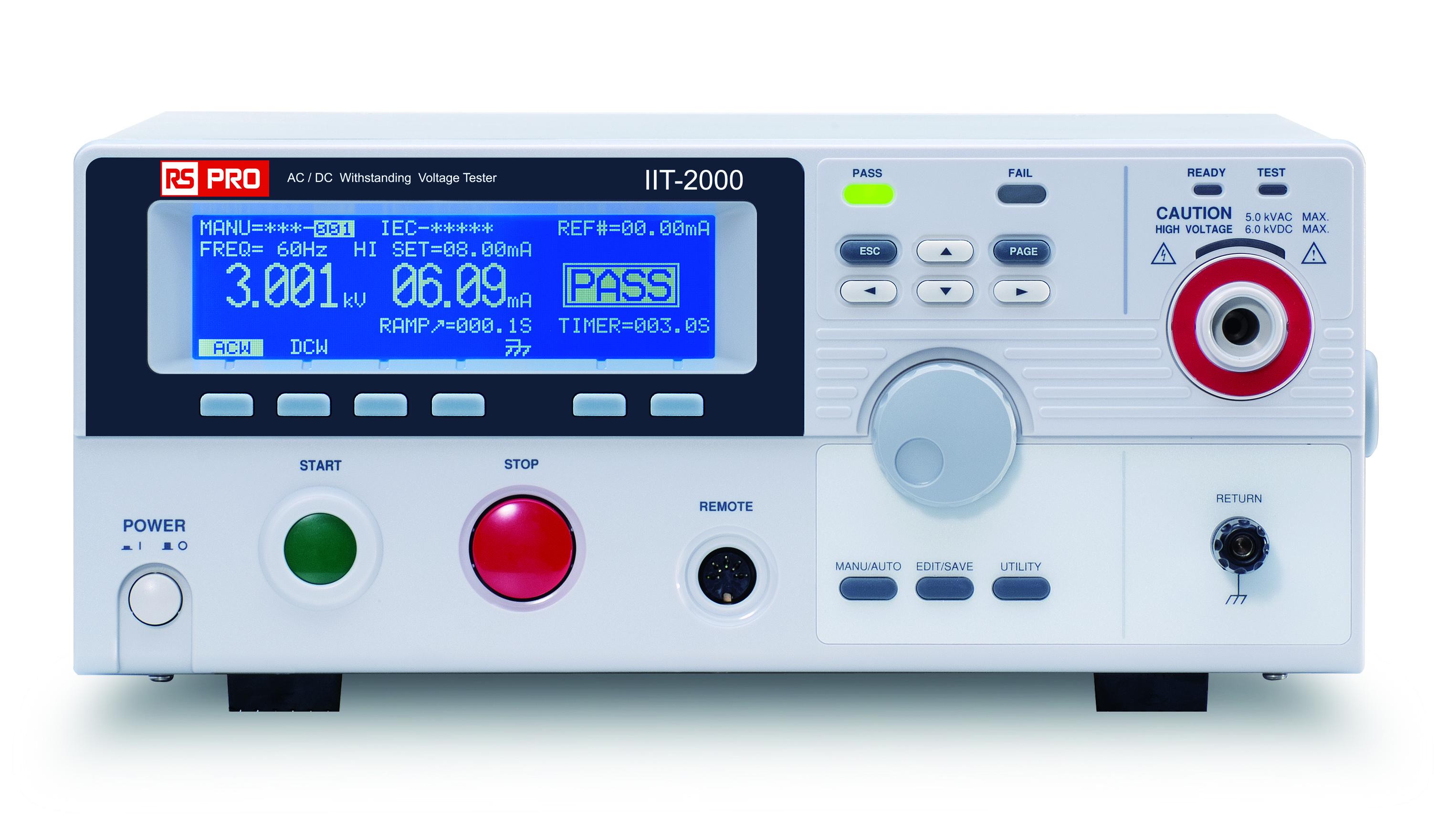 RS PRO IIT2000 Dielectric Strength Tester, 50V Min, 5000 V ac, 6000V dc Max, 9500MΩ Max