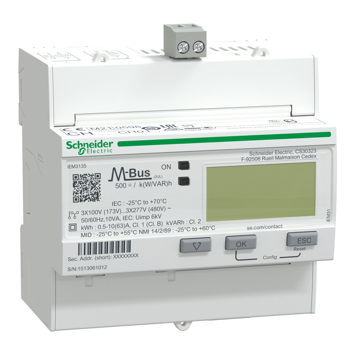 Schneider Electric 3 Phase LCD Energy MeterElectronic