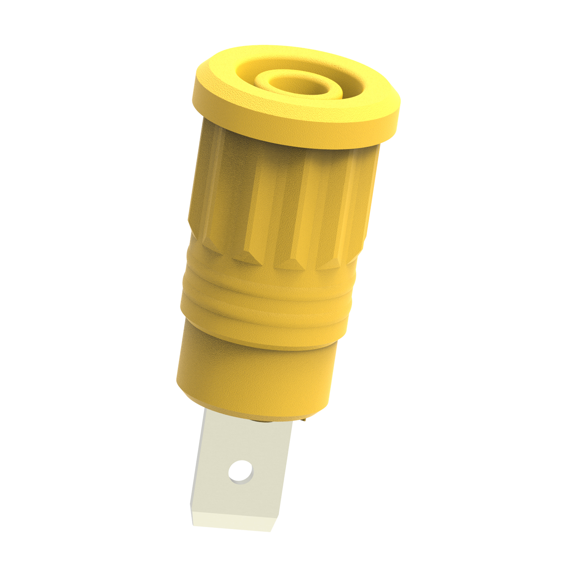 Electro PJP Yellow Female Banana Socket, 4 mm Connector, Press Fit Termination, 36A, 1kV, Nickel Plating