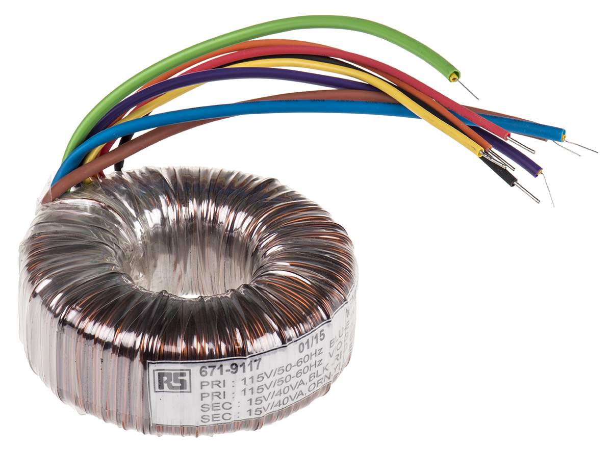 RS PRO 115 V ac, 230 V ac, 2 x 15V ac Toroidal Transformer, 80VA 2 Output