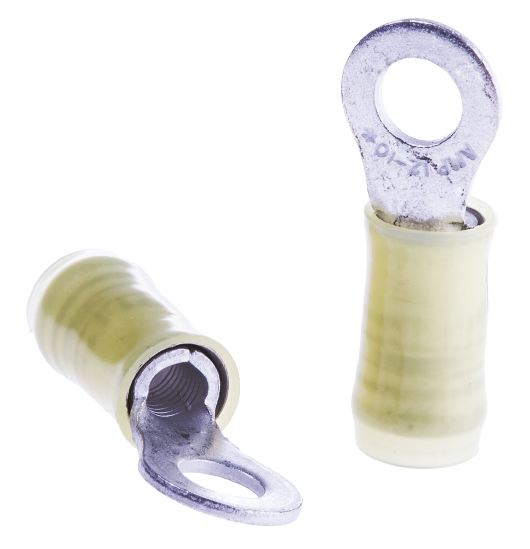 TE Connectivity, PIDG Insulated Ring Terminal, M5 Stud Size, 2.6mm² to 6.6mm² Wire Size, Yellow