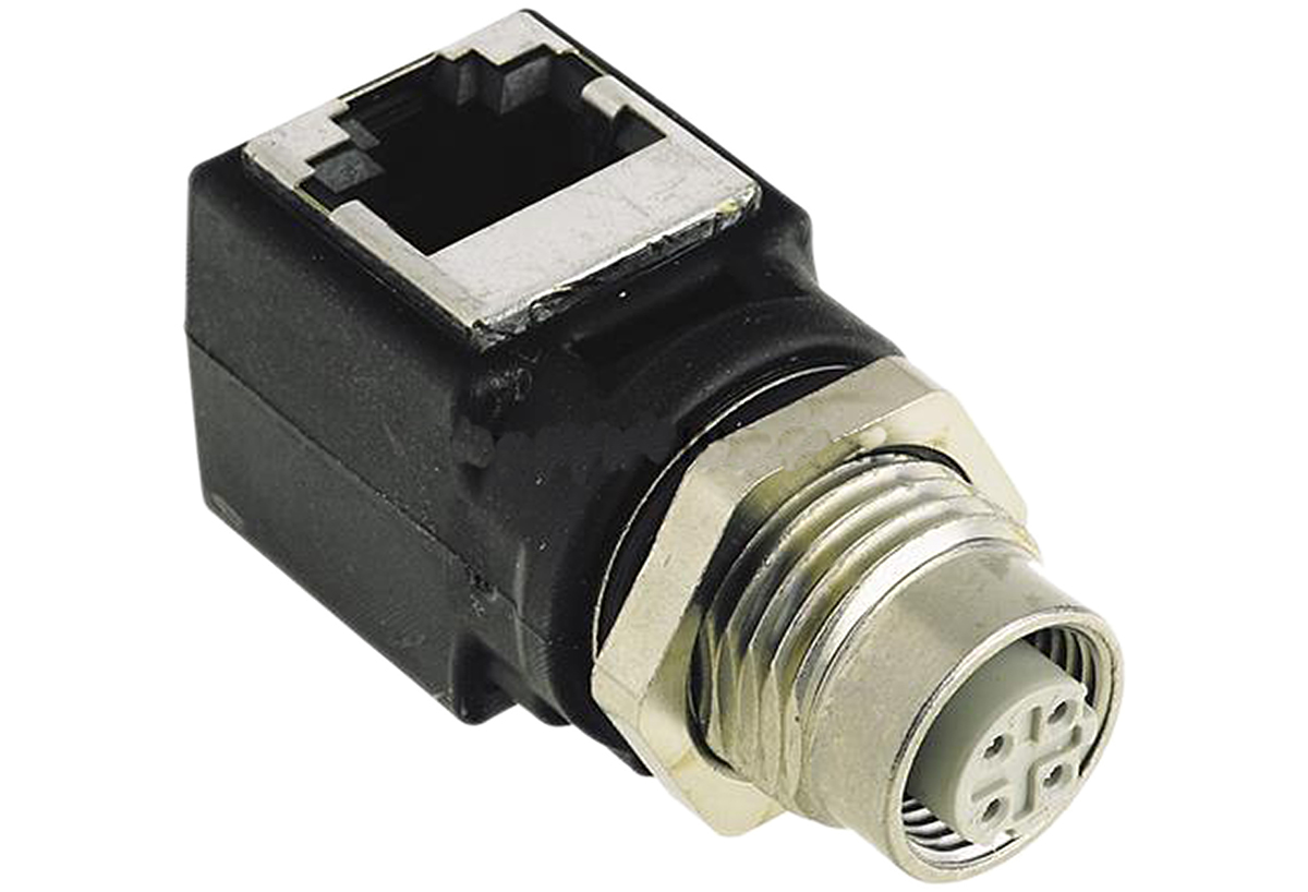 HARTING Right Angle 4 Pole M12 Socket to 8 Pole RJ45 Socket Adapter