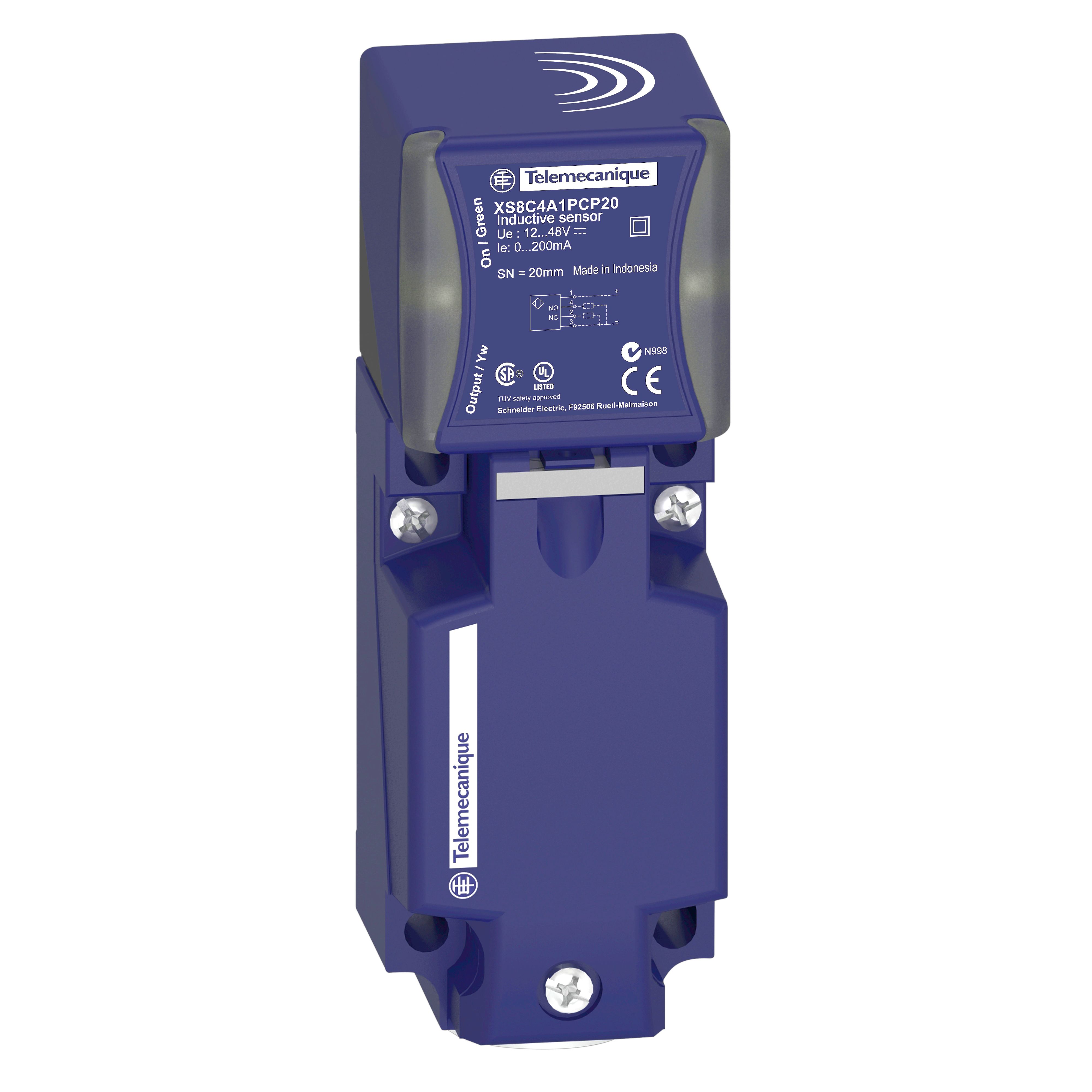 Telemecanique Sensors Inductive Block Proximity Sensor, 20 mm Detection, NPN NO+NC, 12 → 48 V dc