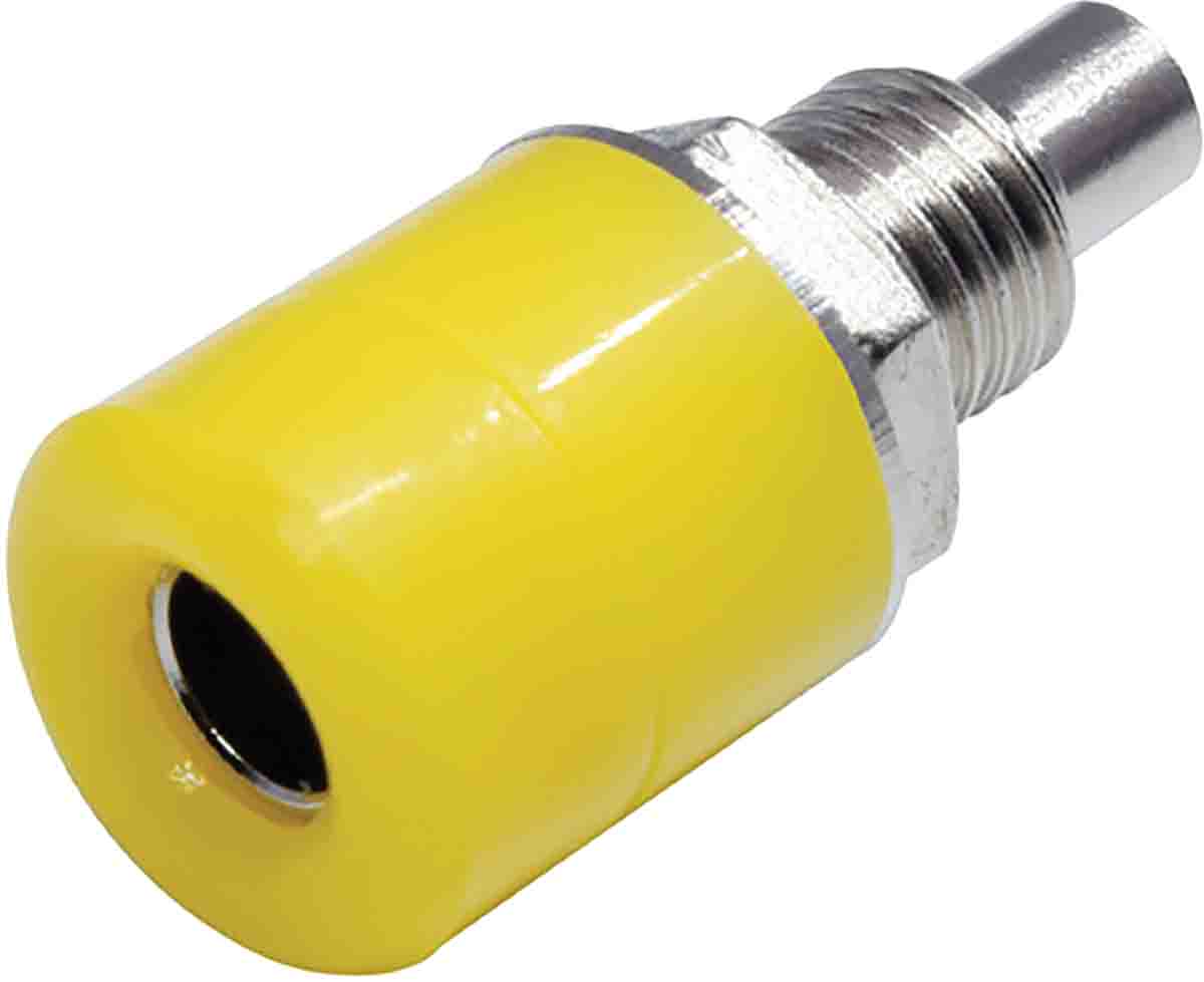 RS PRO Yellow Female Banana Socket, 4 mm Connector, Solder Termination, 24A, 30V, Nickel Plating