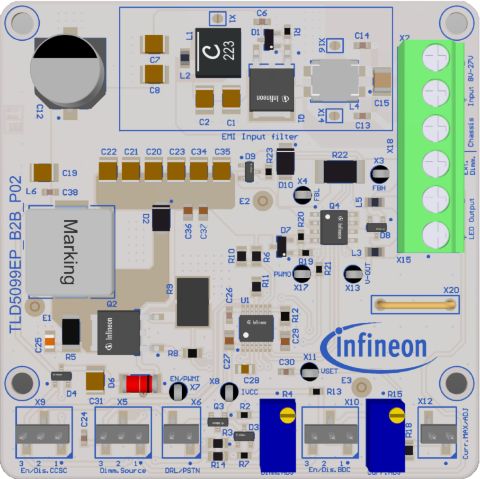 Infineon TLD5099EP-B2B EVALKIT Boost Controller for TLD5099EP for LED application