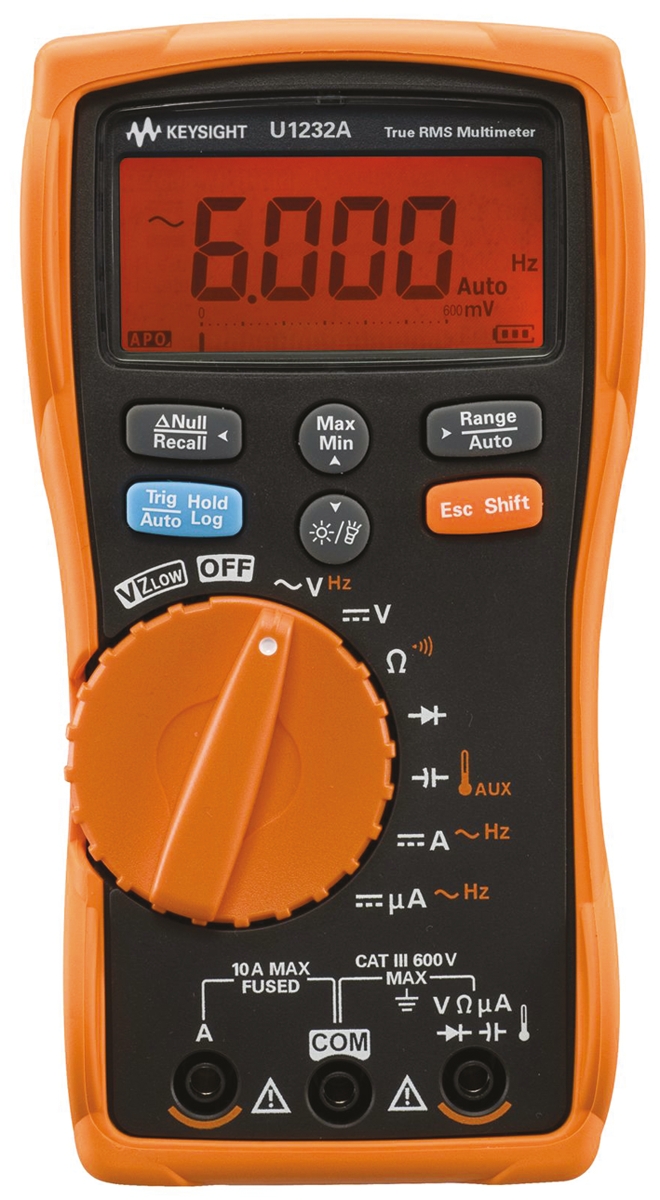 Keysight Technologies U1232A Handheld Digital Multimeter, True RMS, 10A ac Max, 10A dc Max, 600V ac Max - RS Calibrated