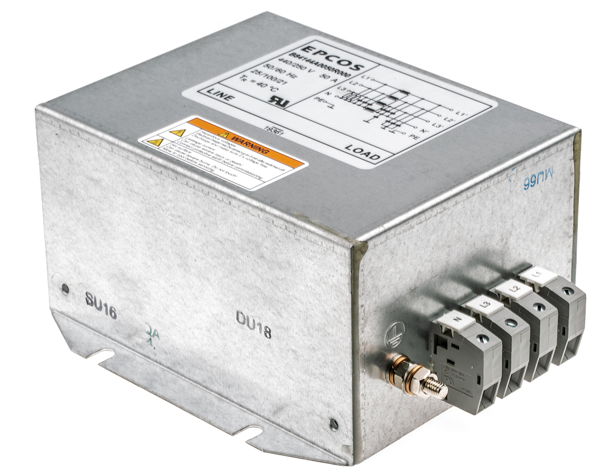 EPCOS, B84144A*R000 50A 440 V ac 50 → 60Hz, Flange Mount EMC Filter, Tab 3 Phase