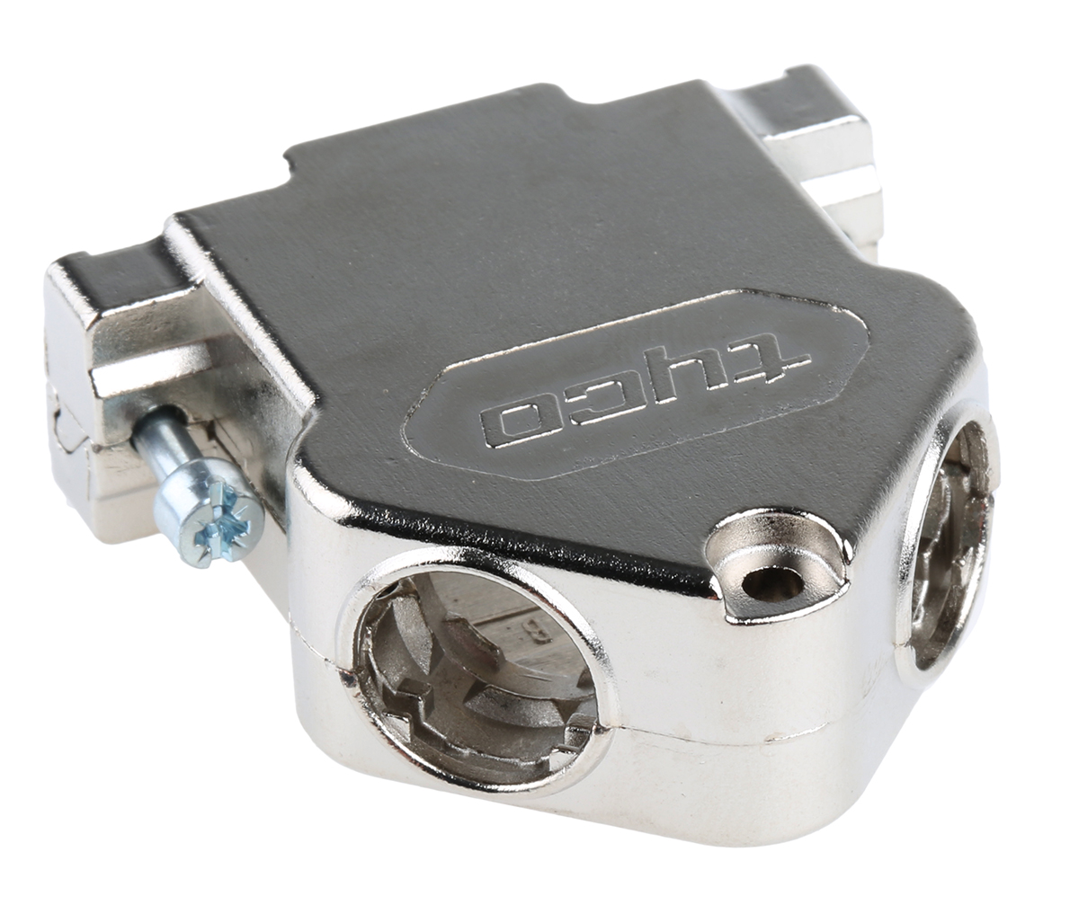 TE Connectivity Amplimite HD-20 Series Gadolinium Zinc Angled D Sub Backshell, 15 Way, Strain Relief