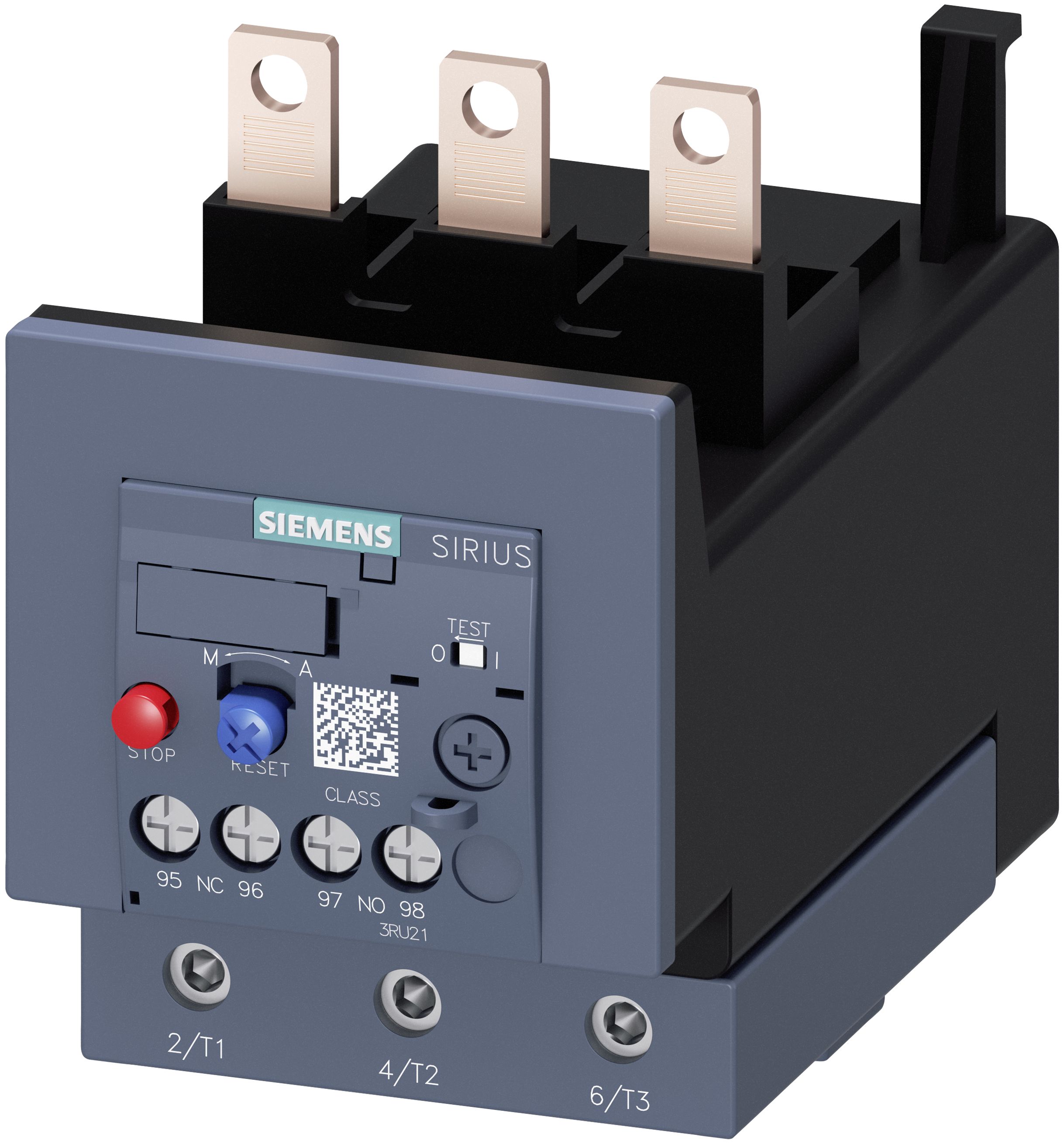 Siemens SIRIUS 3RU2 Thermal Overload Relay, 65 A F.L.C, 3 A Contact Rating, 18.9 W, 690 Vac, 3P, SIRIUS