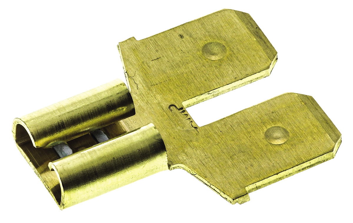 TE Connectivity Female to Male Spade Connector, Adapter, 6.35 x 0.81mm Tab Size