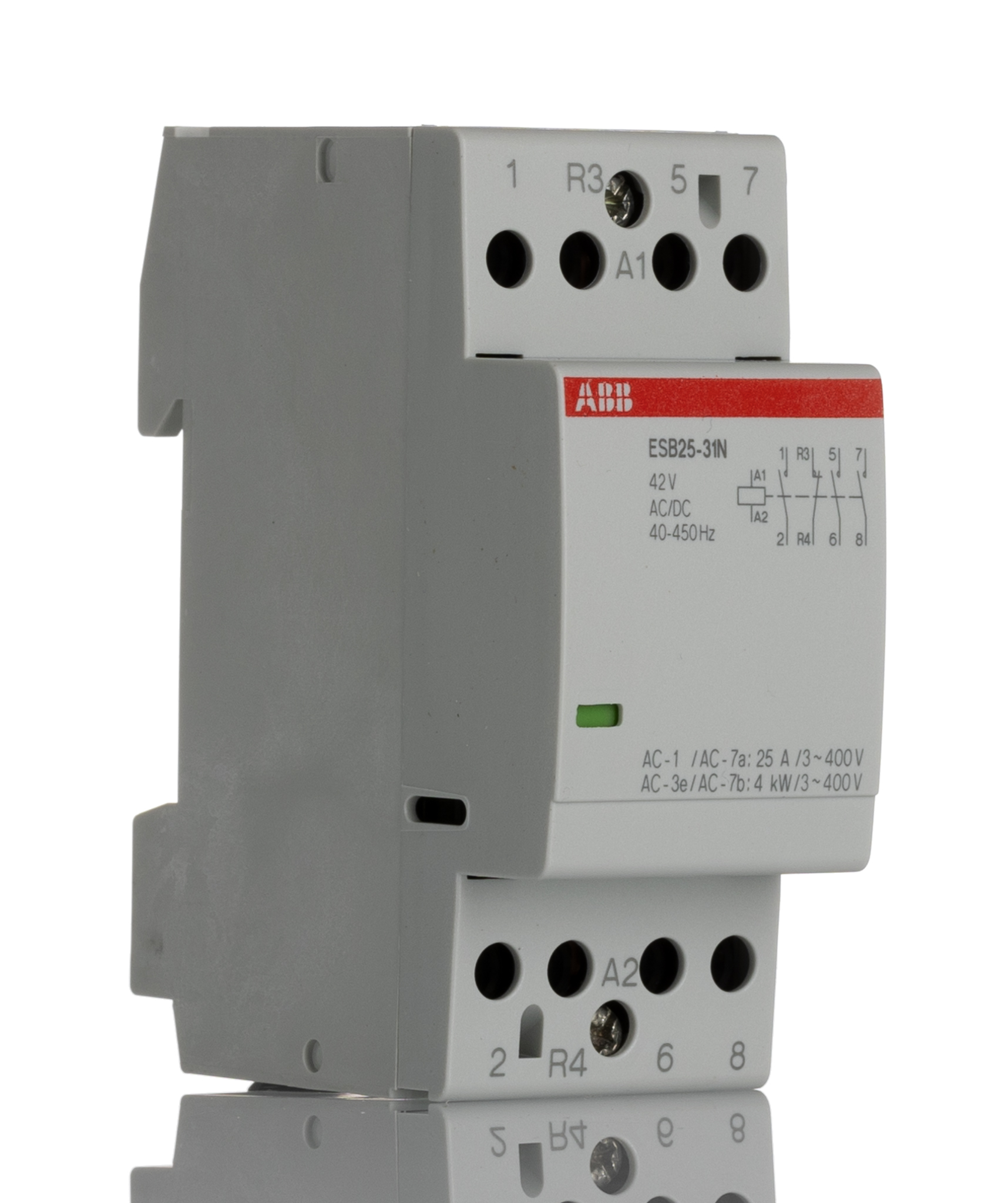 ABB ESB25 Contactor, 42 V Coil, 4-Pole, 25 A, 17.3 kW 42 V, 3 NO/1 NC, 400V