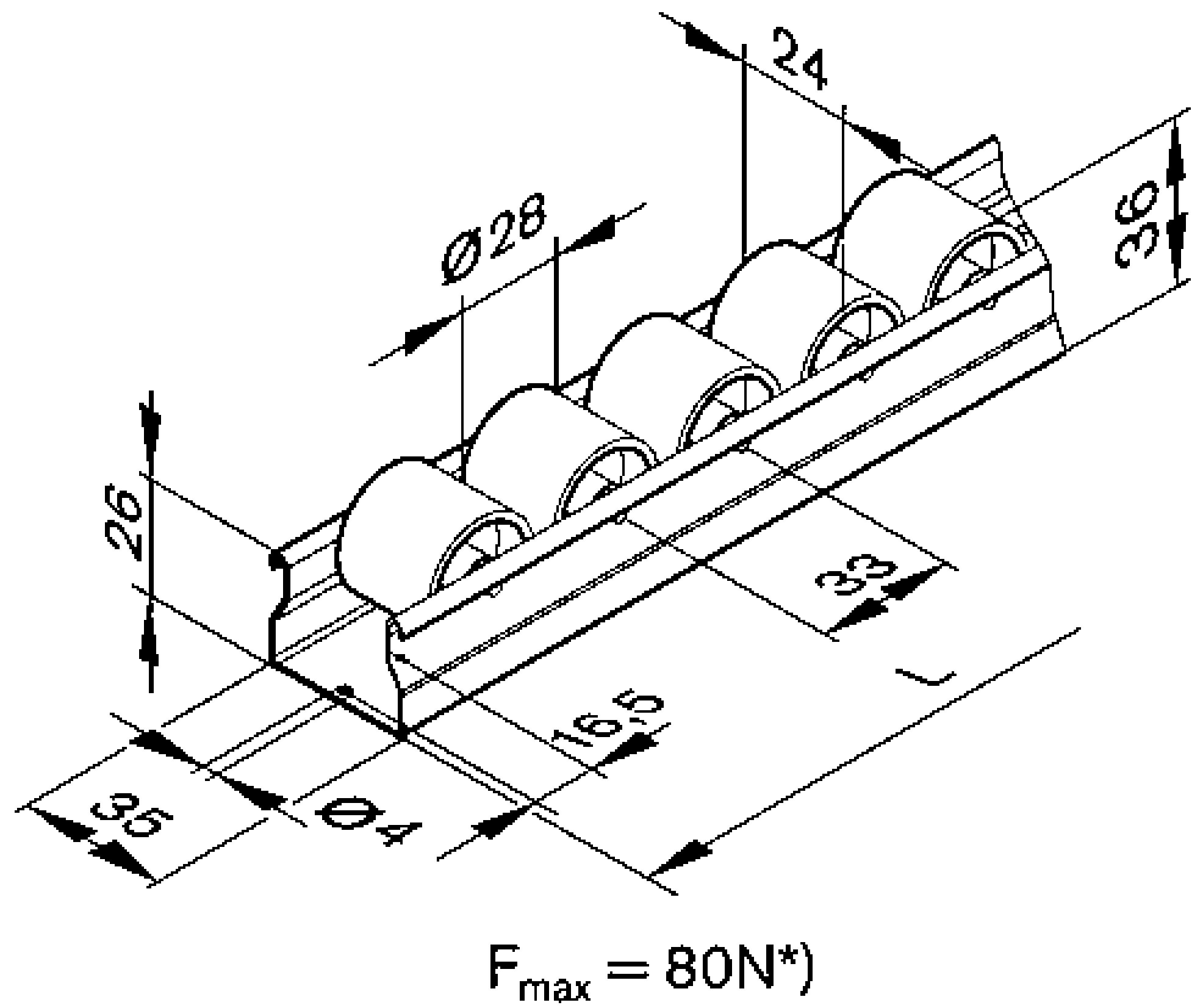 Bosch Rexroth Roller Track, 28mm Diameter, 24mm Width, 2000mm x 35mm