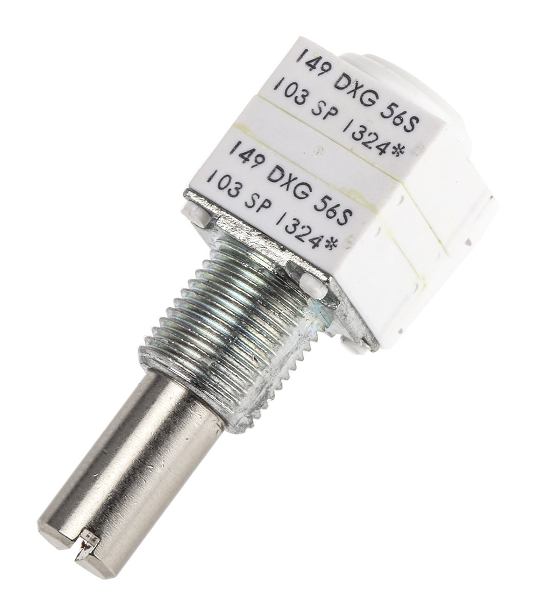 Vishay 149 10kΩ Rotary Potentiometer 2-Gang, Panel Mount (Through Hole), 14920F0GJSX13103KA