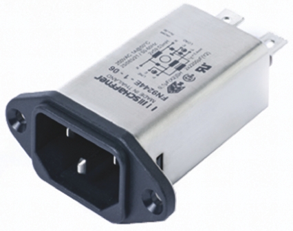 Schaffner 3A, 250 V ac Male Panel Mount IEC Filter FN9244-3-06, Faston None Fuse