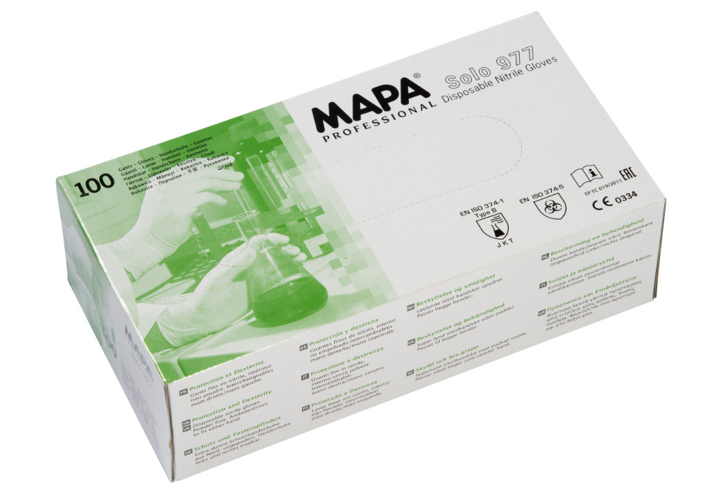 Mapa Solo 977 Green Nitrile Glove, Size 9, Nitrile Coating