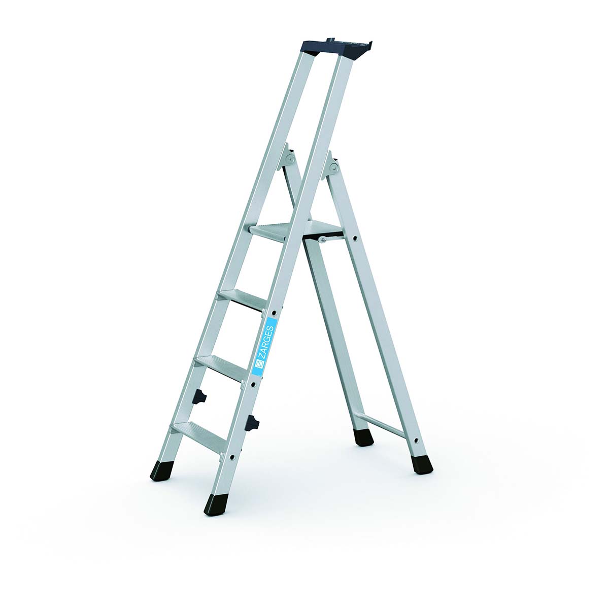 Zarges Aluminium 4 steps Step Ladder, 0.83m platform height, 1.43m open length