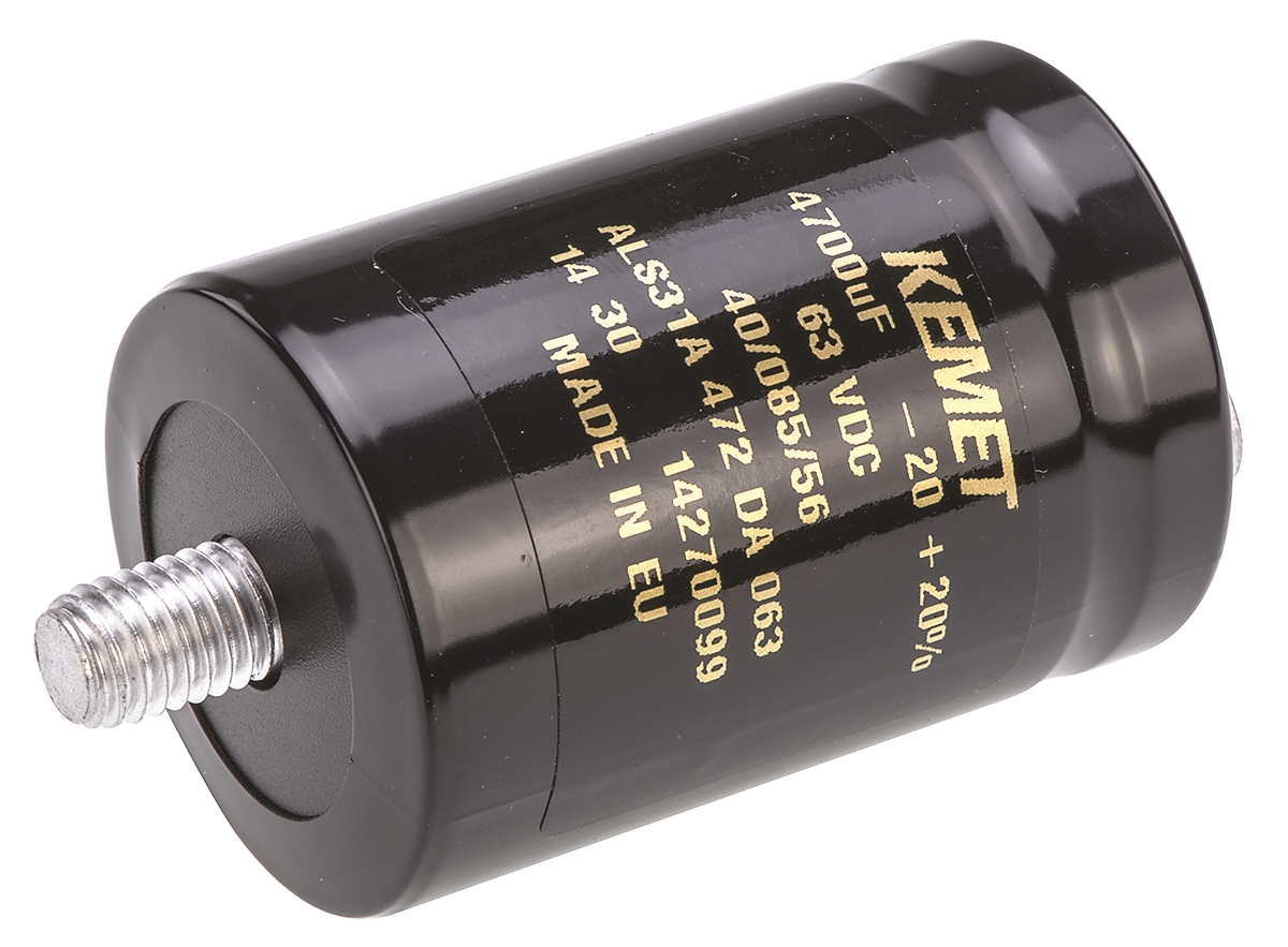 KEMET 4700μF Aluminium Electrolytic Capacitor 63V dc, Screw Terminal - ALS31A472DA063