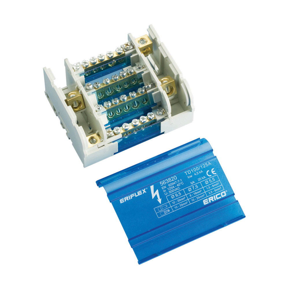 nVent ERIFLEX Distribution Block, 4 Way, 10 → 50mm², 160A, 690 V, Blue