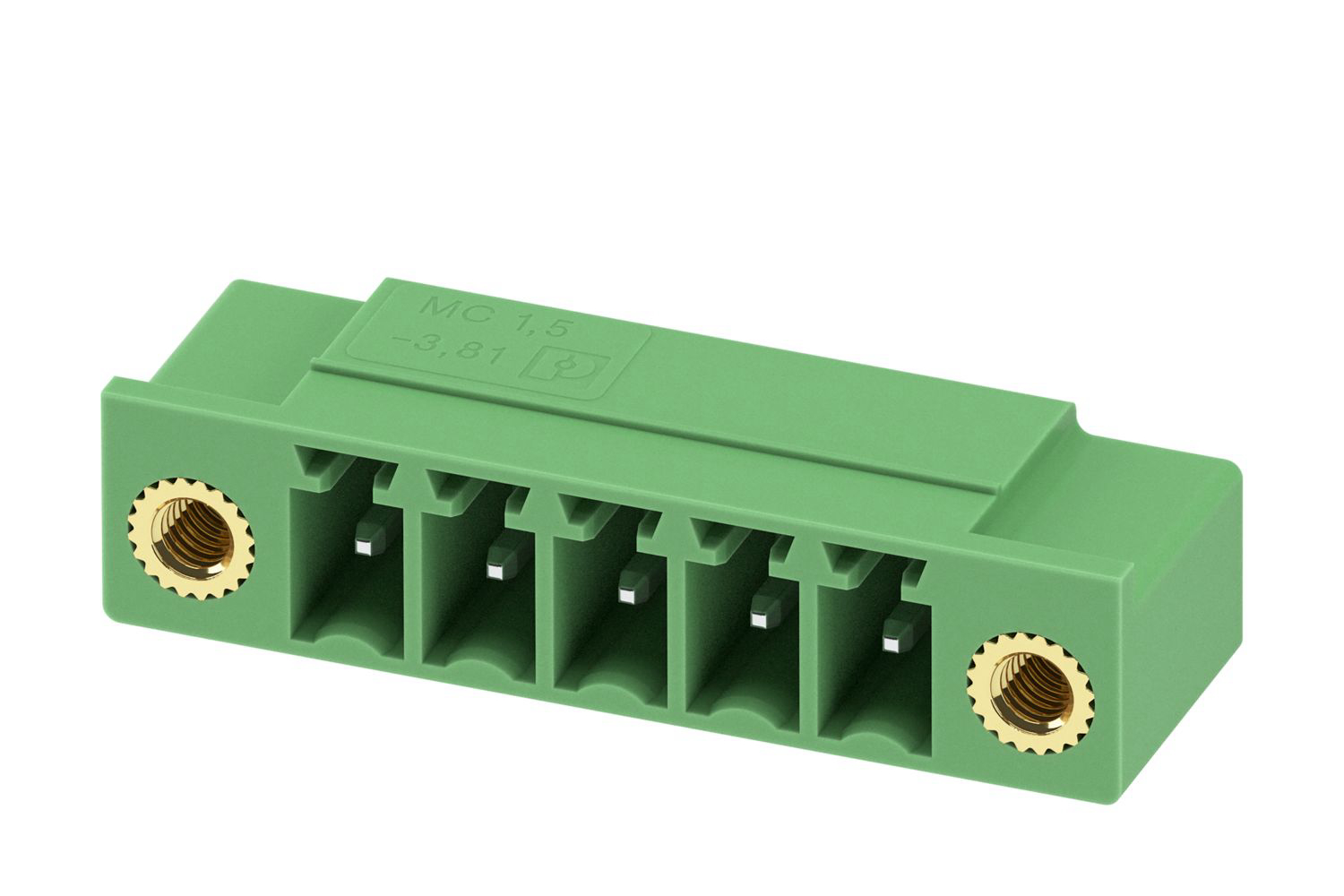 Phoenix Contact, 3.81mm Pitch, MC 1.5/5-GF-3.81-LR, 5 Way, Right Angle, Pluggable Terminal Block, Header, Through Hole,