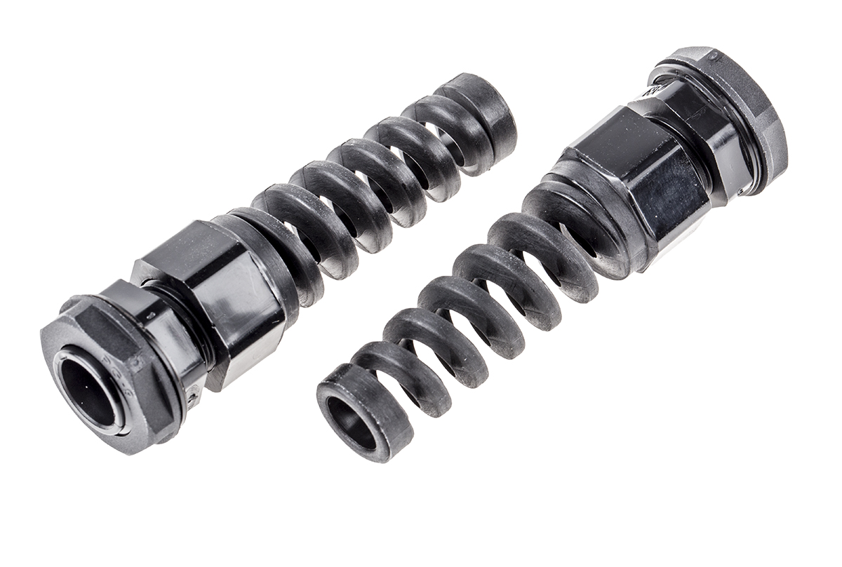 RS PRO Black Nylon Cable Gland, PG9 Thread, 4mm min., 8mm max., IP68