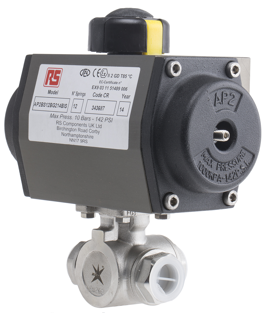 RS PRO Pneumatic Actuated Valve 1/2in, 1000 psi