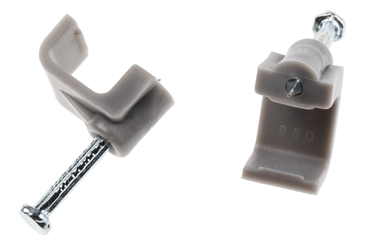 RS PRO Grey PE Rectangular cable clip