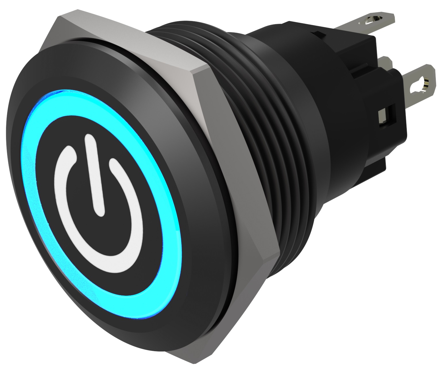 EAO Series 82 Series Illuminated Push Button Switch, Momentary, Flush Mount, 22mm Cutout, SPST, SPST, Blue LED, 24V,